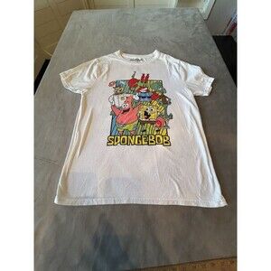 Nickelodeon SpongeBob SquarePants Men's T-Shirt White Graphic‎ Print Large